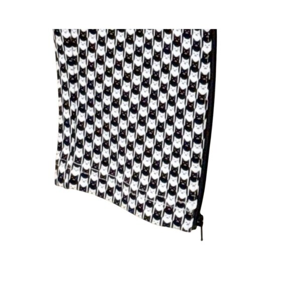 Betabrand Black and White Novelty Checkered Cat Print Ankle Zip Pants Sz Sm Pet - Picture 5 of 9